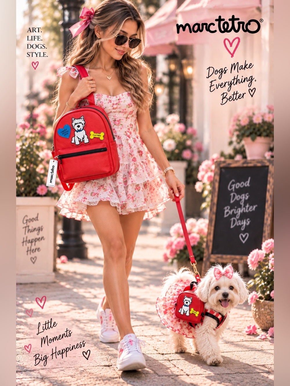 Marc Tetro Red Mini Backpack Set with Keychain & Cardholder - Picture 12 of 15